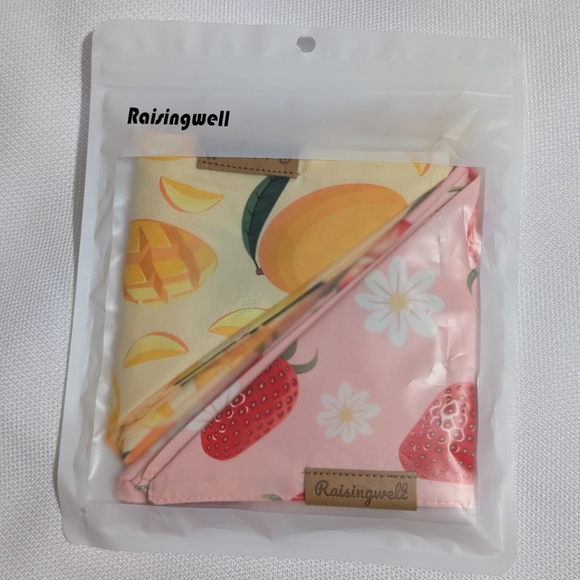 Raisingwell Pet Fruit Print Bandana Set-Yellow and Pink Reversible Size: XL - Picture 10 of 10